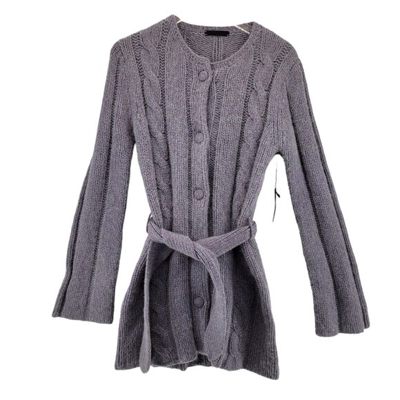 Development By Philip Lim Wool Angora Cable Knit Cardigan Sweater Small Purple - Picture 1 of 9